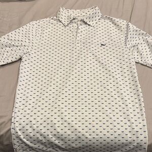 Men's White and Blue Patterned Polo Shirt  whales are the American Flag